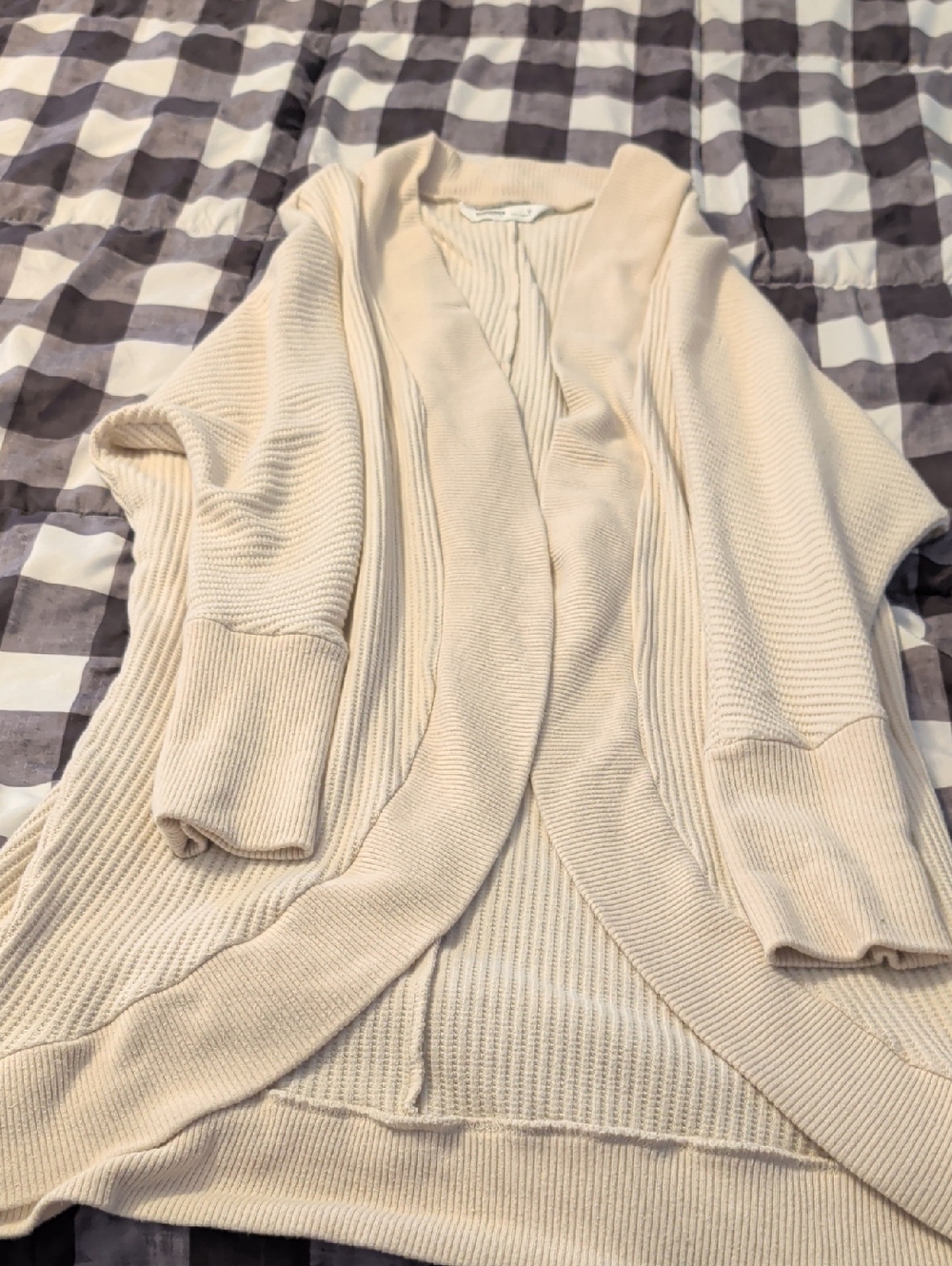 Sonoma Cream Open-Front Ribbed Cardigan